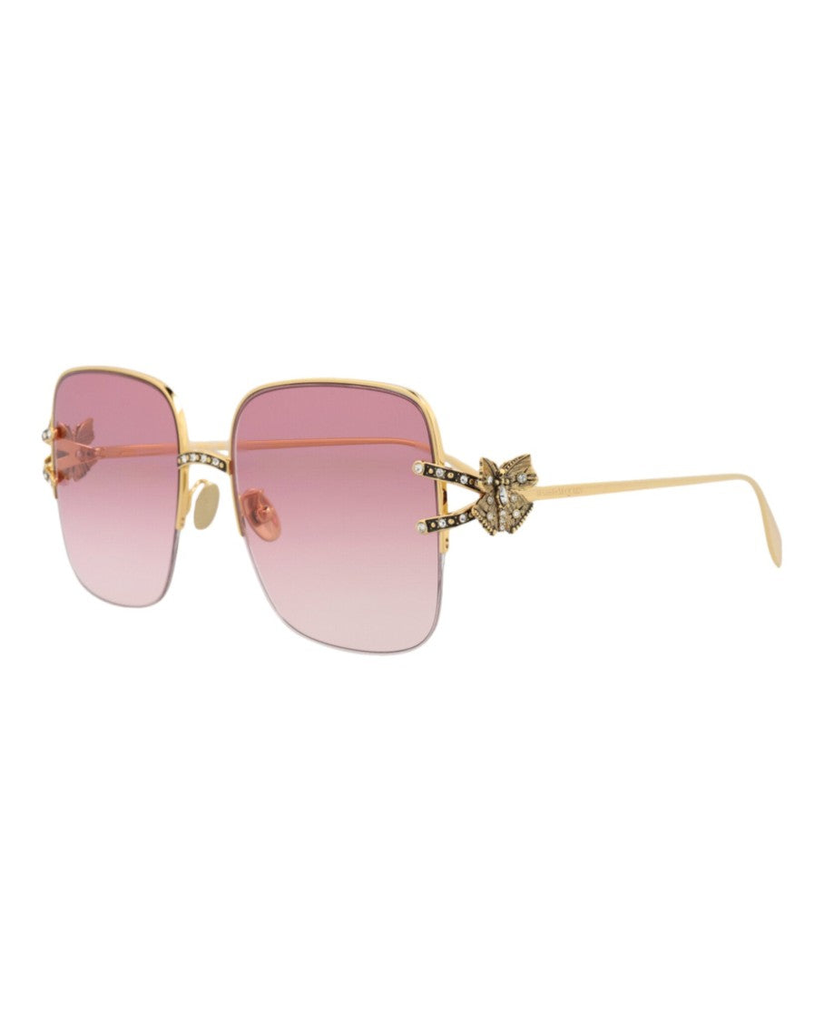 Alexander Mcqueen Square-Frame Metal Sunglasses