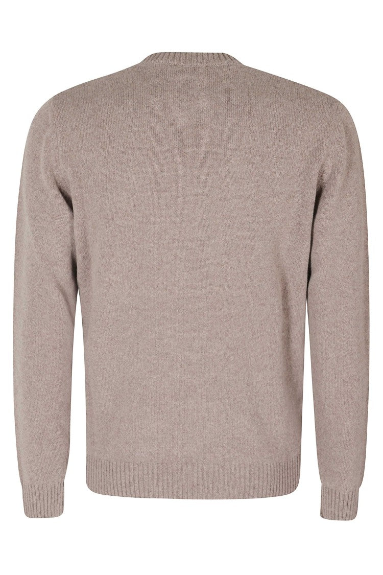 Seventy Brown Diamond-Pattern Wool-Blend Crewneck Sweater