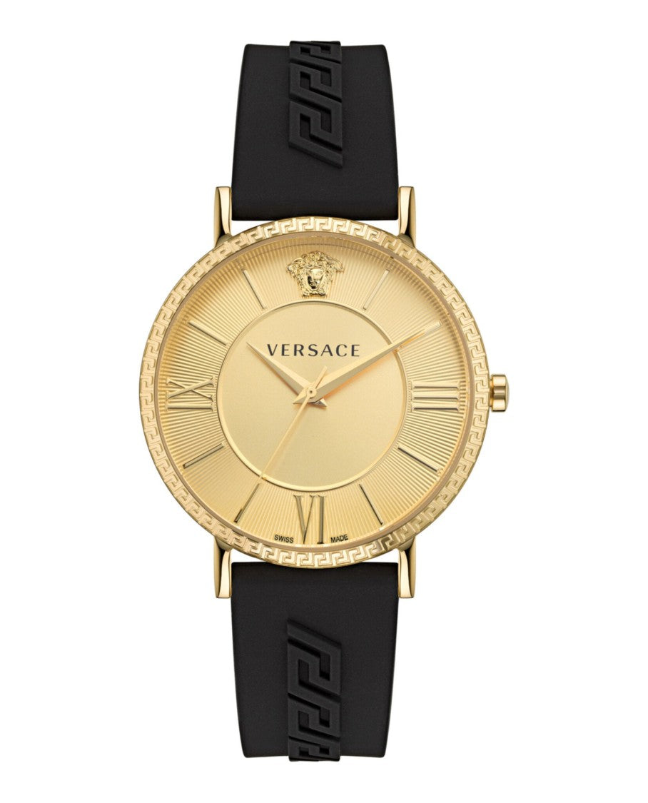 Versace Two-Tone Versatile Timepiece With Guilloche Dial