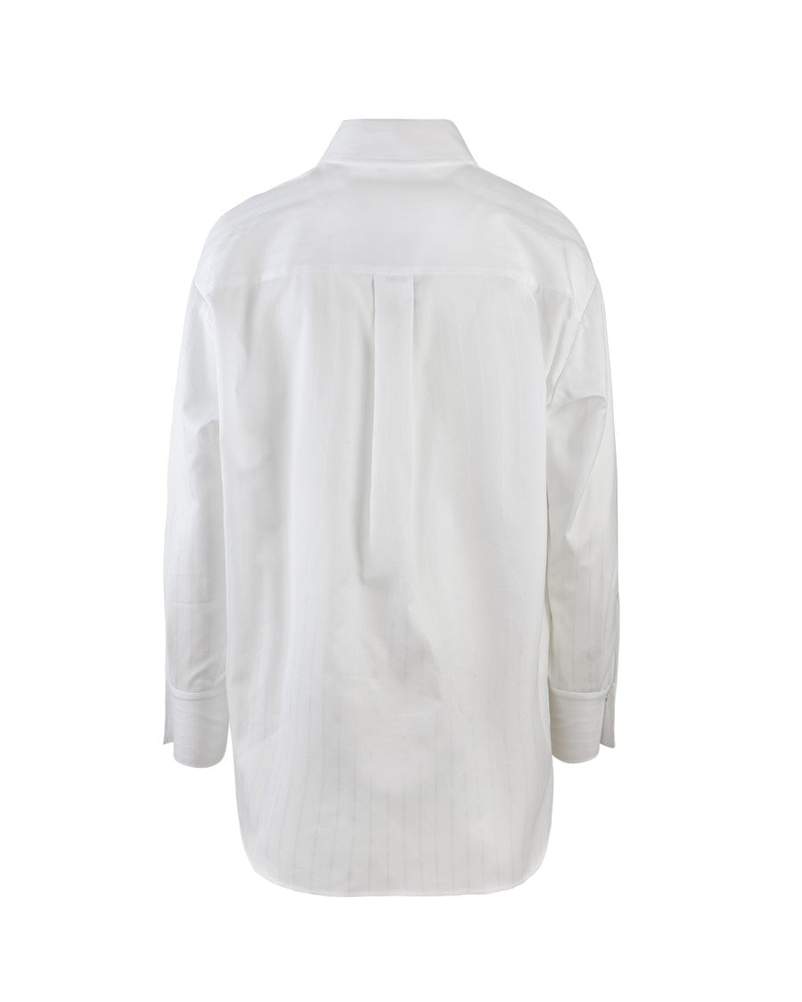 Elisabetta Franchi White Striped Cotton Poplin Shirt