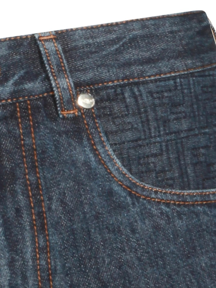 Fendi Short Ff Padded Dark Denim Shorts