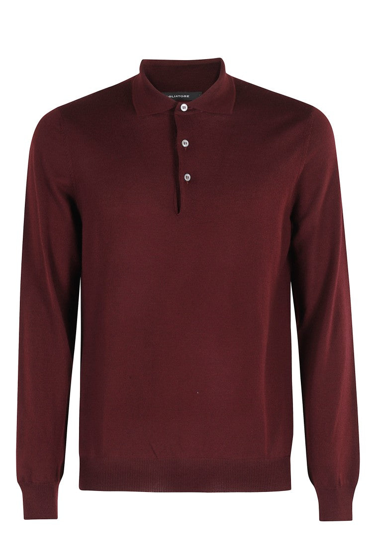 Tagliatore Bordeaux Long-Sleeved Polo Shirt
