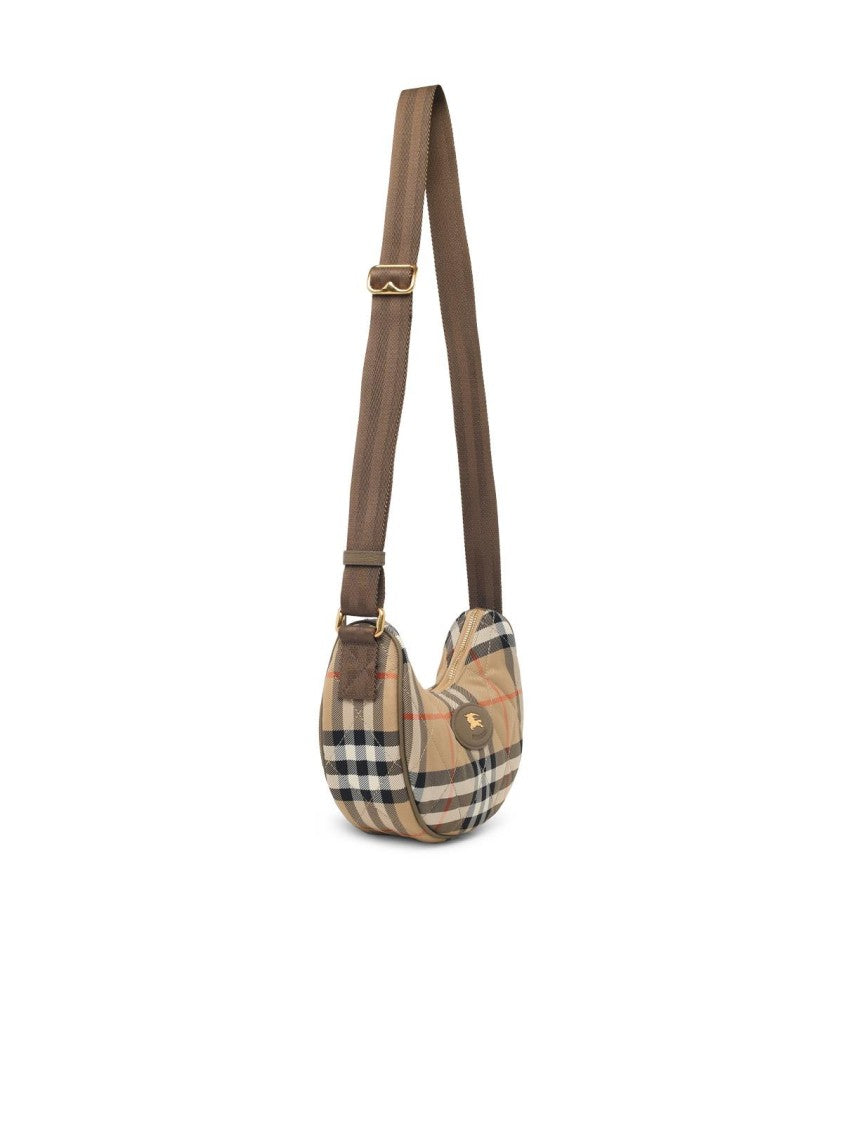 Burberry Crescent-Shaped Crossbody Bag With Quilted Check Pattern