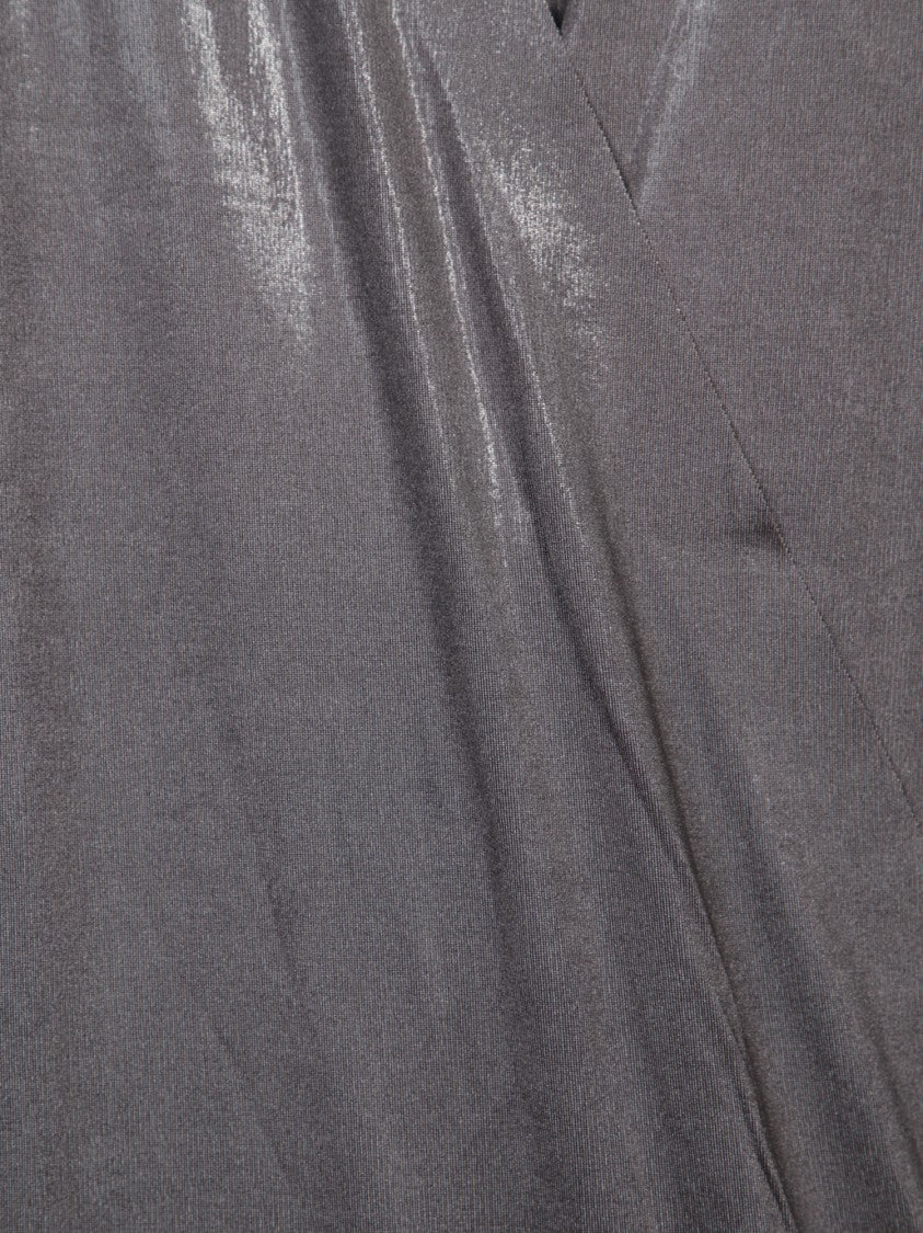 Norma Kamali Grey Long-Sleeved V-Neck Dress