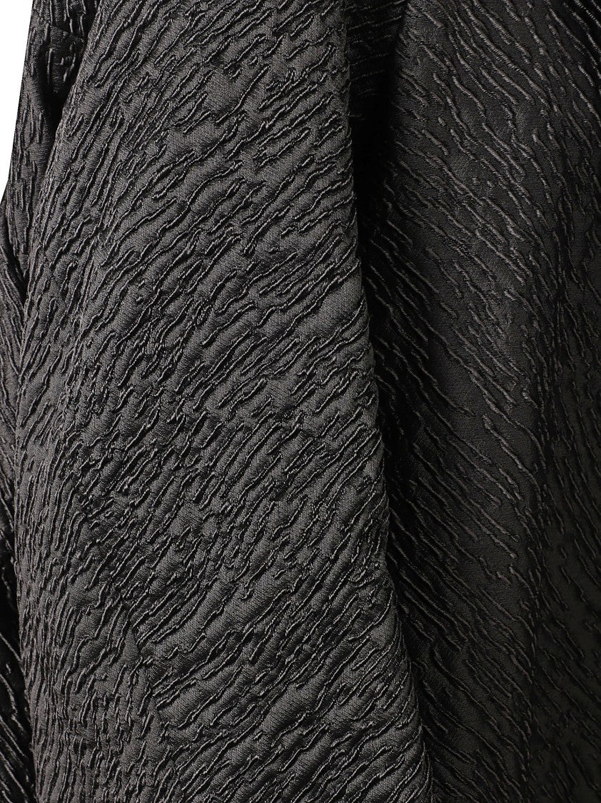 Max Mara Oversized Textured Black Coat With Embossed Pattern