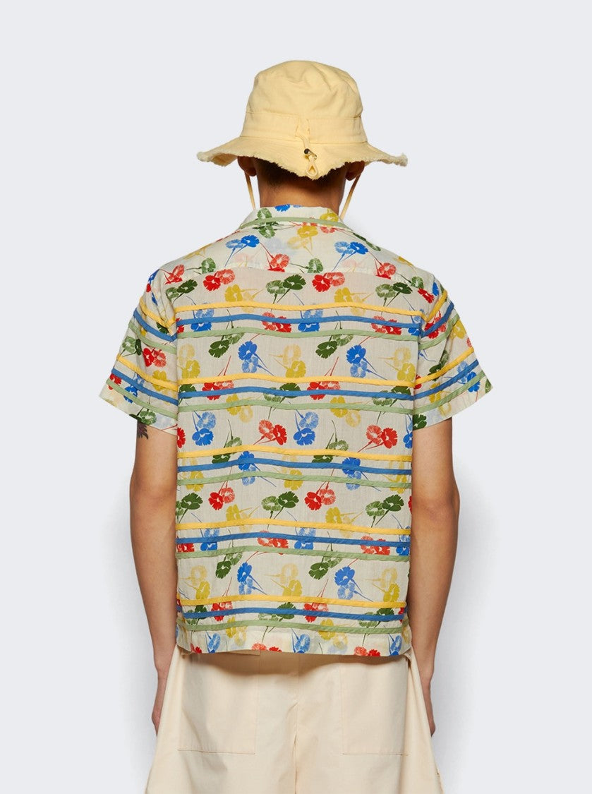 Bode Flower Stamp Short Sleeve Shirt Multicolor