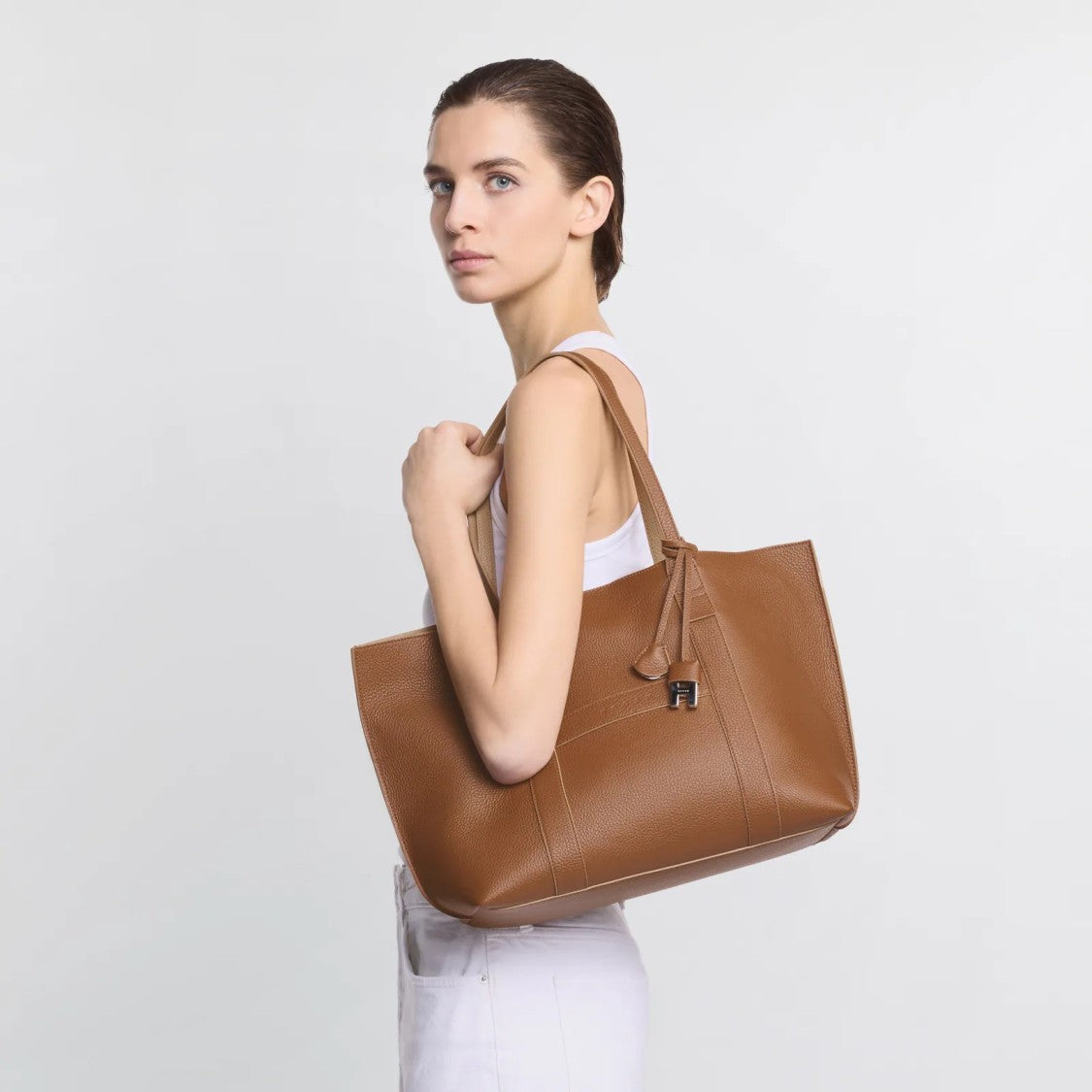 Hogan Cuoio Script Shopping Media Shopping Bag