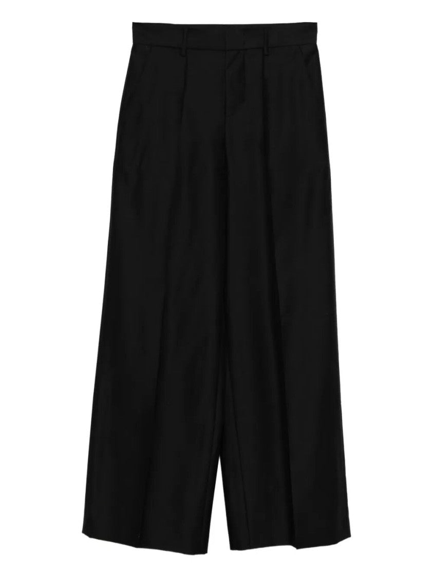 Alberta Ferretti Wide-Leg Wool Blend Trousers With High Waist