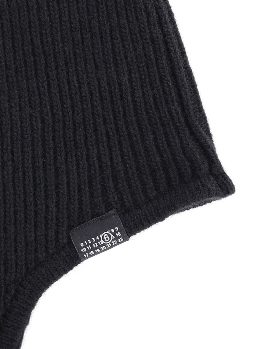 Mm6 By Maison Margiela Black Knit Wool Button Balaclava