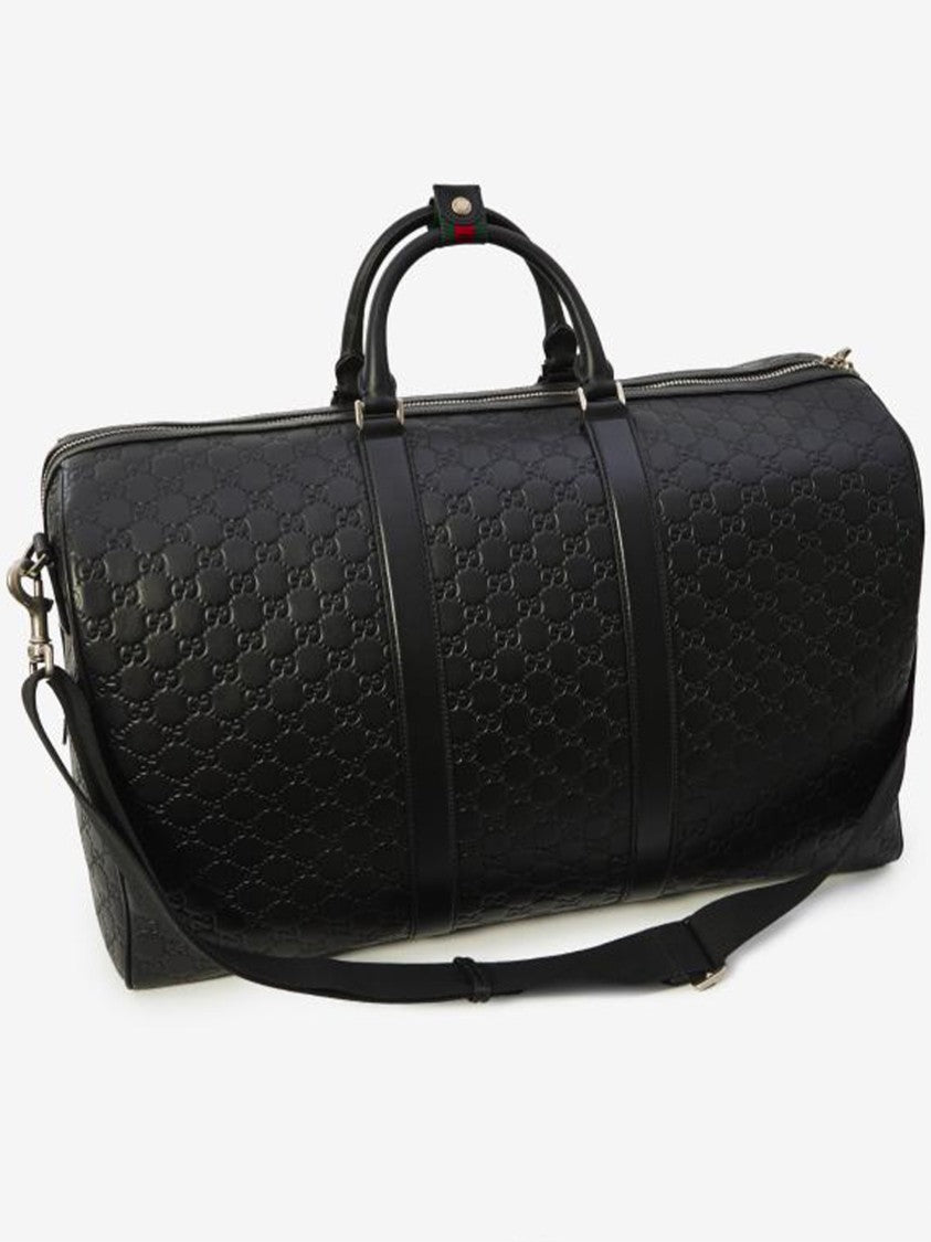 Gucci Black Arabella Structured Embossed Leather Duffle