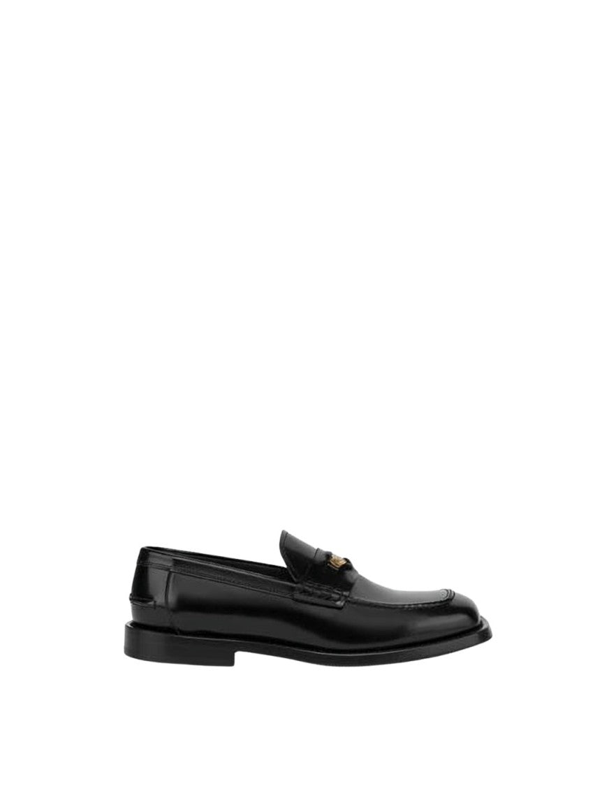Moschino Polished Leather Mules With Gold-Tone Emblem