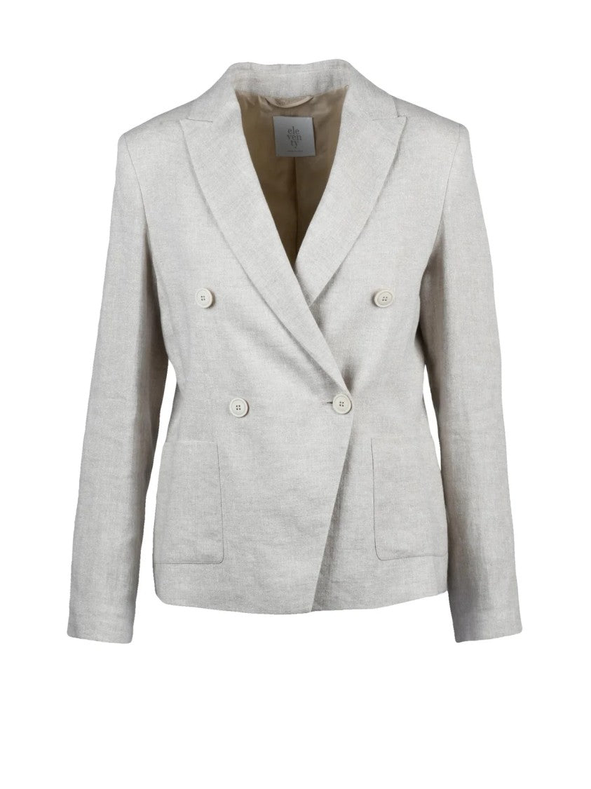 Eleventy White Double-Breasted Linen Viscose Jacket