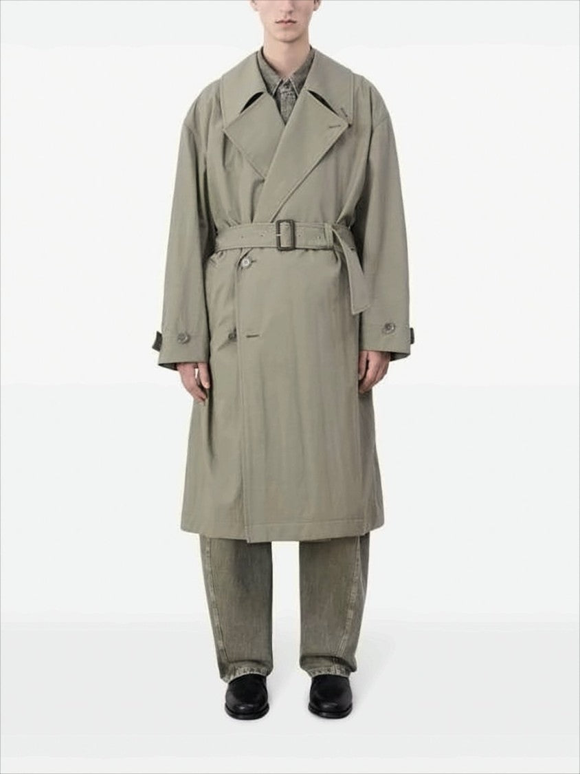 Lemaire Relaxed Oversized Trench Coat With Belted Waist And Subtle Texture