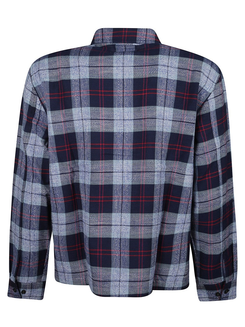 Awake Ny Flannel Blue Check Zip Overshirt