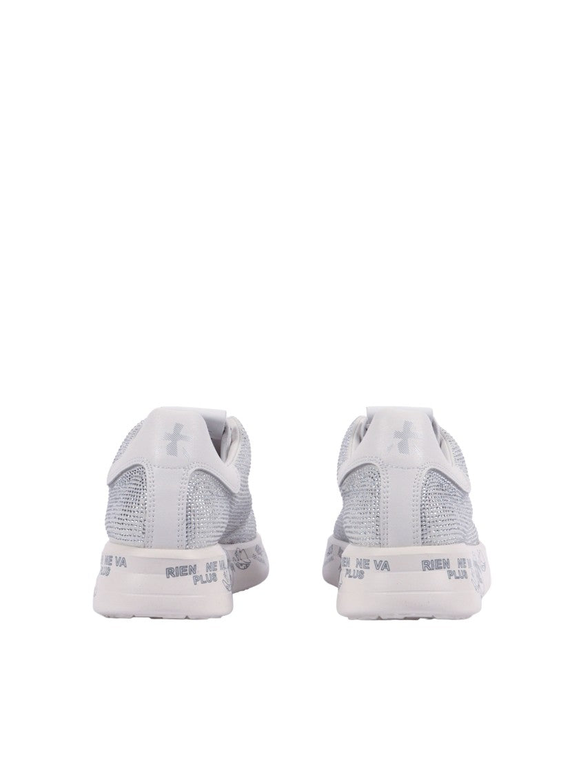 Premiata White Sneakers With Metallic Heel Accent