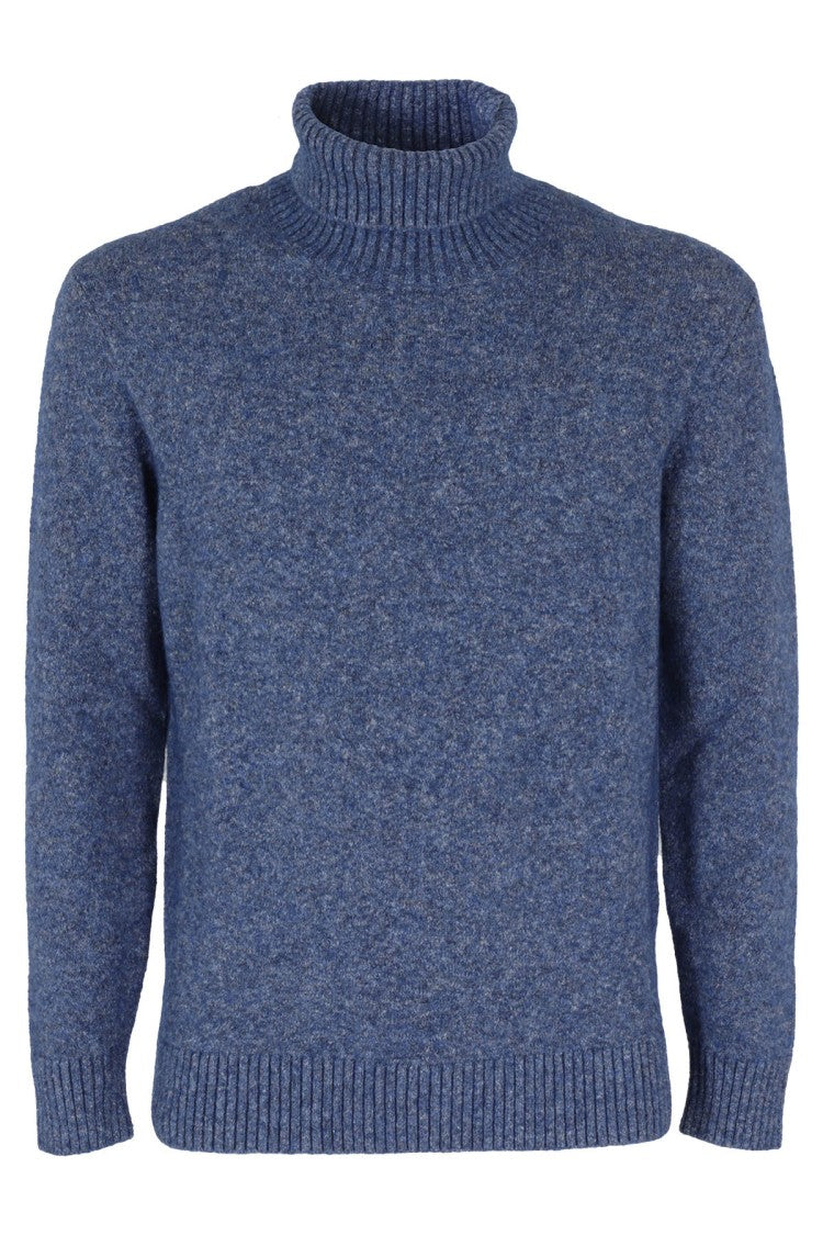 Kangra Textured High-Collar Knit Pullover With Ribbed Detailing