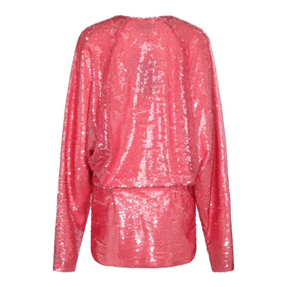 The Attico Light Pink Sequined Mini Dress With V-Neckline And Peplum Fit