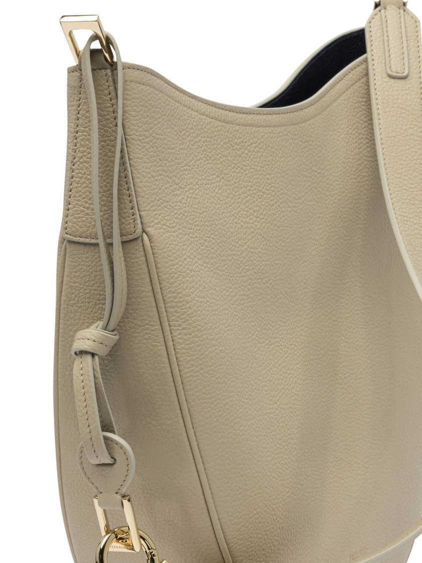 Ferragamo Textured Calf Leather Hobo Shoulder Bag