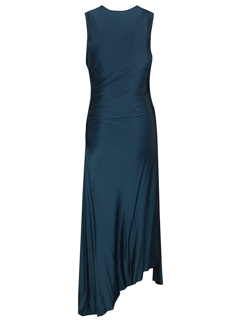 Victoria Beckham Sleeveless Asymmetrical Midi Dress With Draped Detail