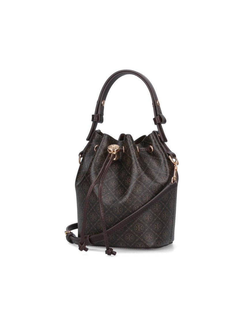 Tory Burch Mini Bucket Bag "T Monogram" – Brown