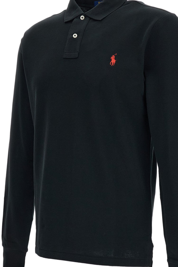 Polo Ralph Lauren Black Long Sleeved Cotton Polo Shirt