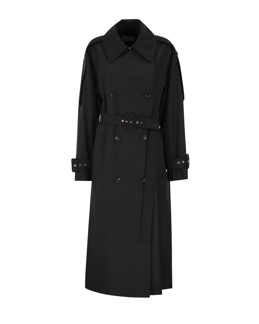 Sportmax Black Water Repellent Twill Trench