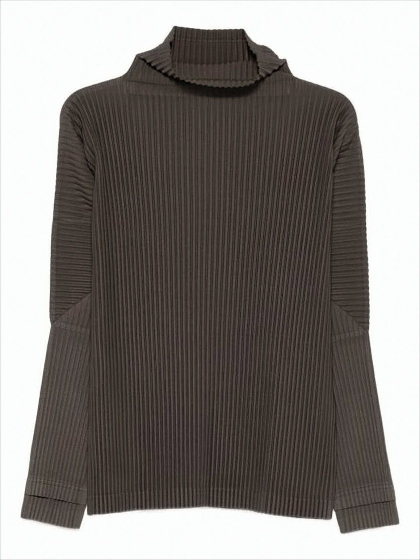 Homme Plissé Issey Miyake Pleated Turtleneck Top With Minimalist Design
