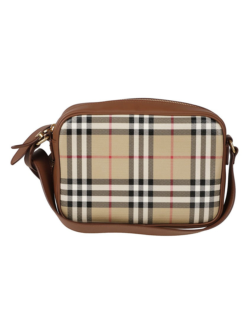 Burberry Checkered Pattern Wallet With Brown Leather Accents