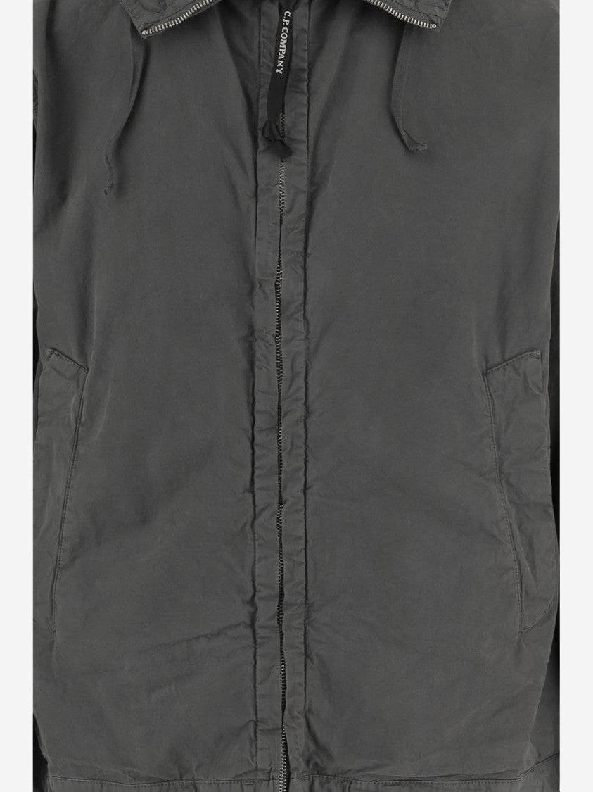 C.P. Company High-Collared Cotton Jacket With Fixed Hood