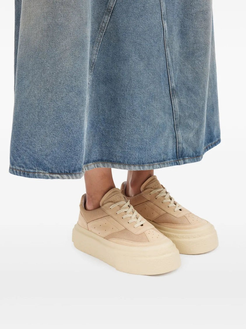 Mm6 By Maison Margiela Beige Calf Leather And Suede Sneakers