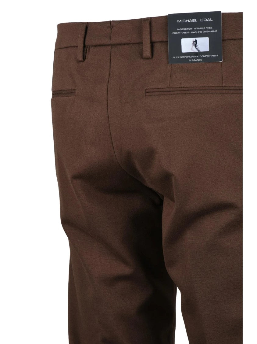 Michael Coal Brown Stretch Trousers With Tailored Slim Fit