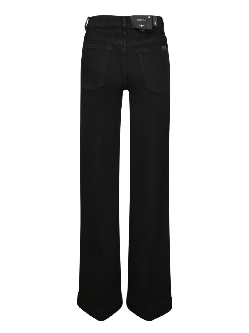 7 For All Mankind Flared Black Jeans With Five-Pocket Design