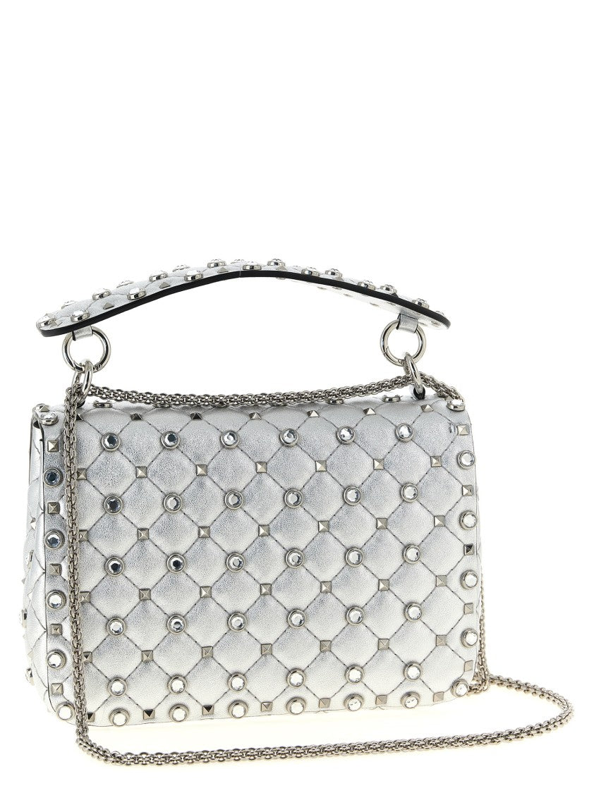 Valentino Garavani Quilted Silver Rockstud Spike Shoulder Bag