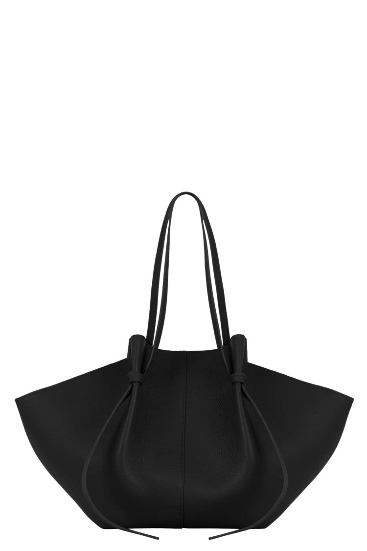 Yuzefi Black Large Mochi Sculptural Knot Handle Leather Tote Bag