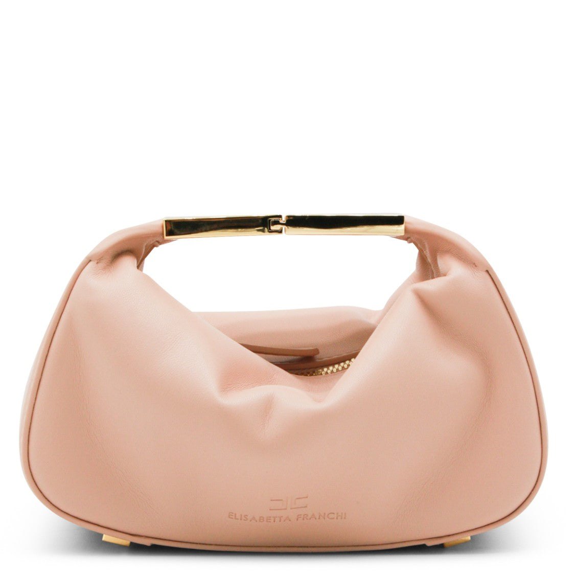 Elisabetta Franchi Nude Hobo Clutch With Gold-Tone Hardware