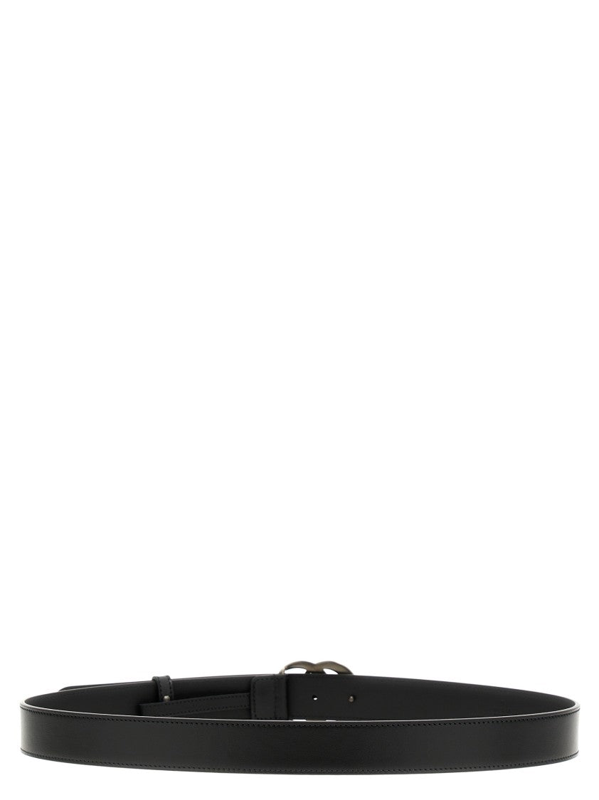 Gucci Narrow Black Calfskin Leather Belt With Double-G Buckle