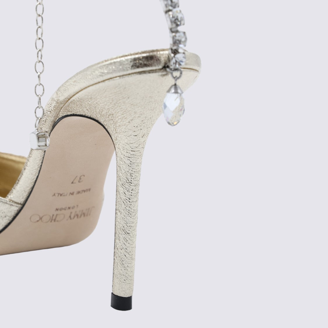 Jimmy Choo Pointed Toe High-Heeled Pumps With Rhinestone Ankle Strap