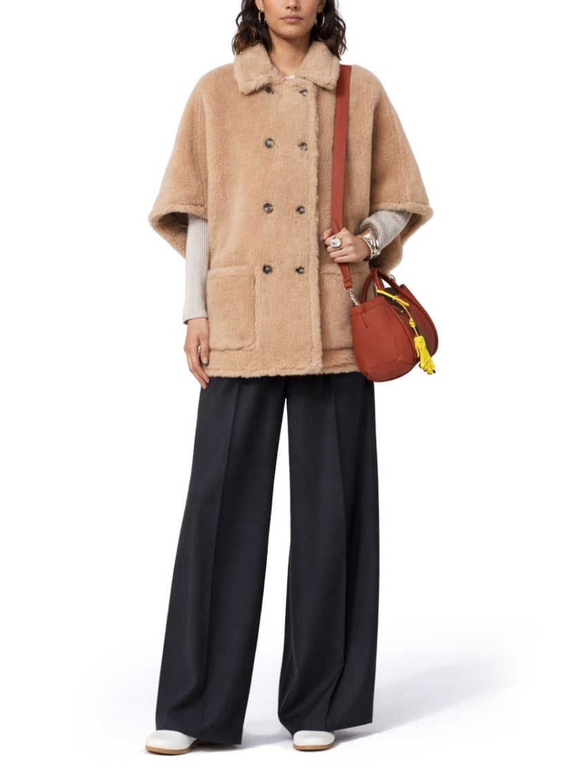Max Mara Horse4 Double-Breasted Alpaca Poncho