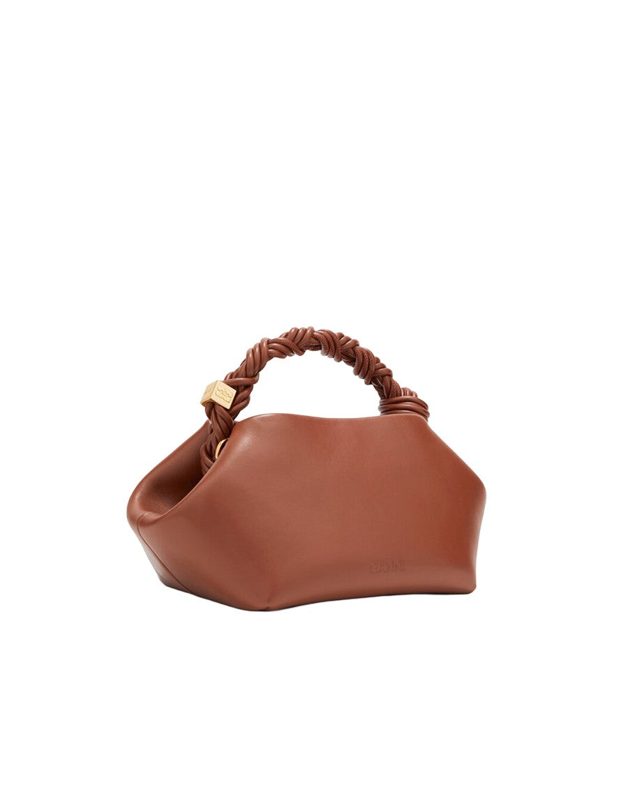 Ganni Brown Twisted Handle Butterfly Shoulder Bag