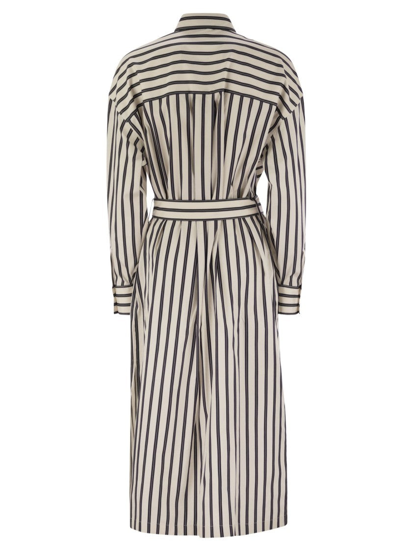 Brunello Cucinelli Regimental Cotton-Silk Poplin Dress