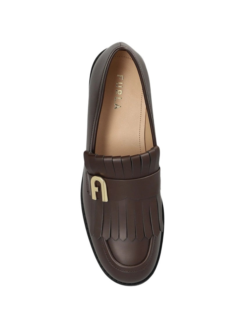 Furla Aria Tronchetto Suede Buckle Loafers