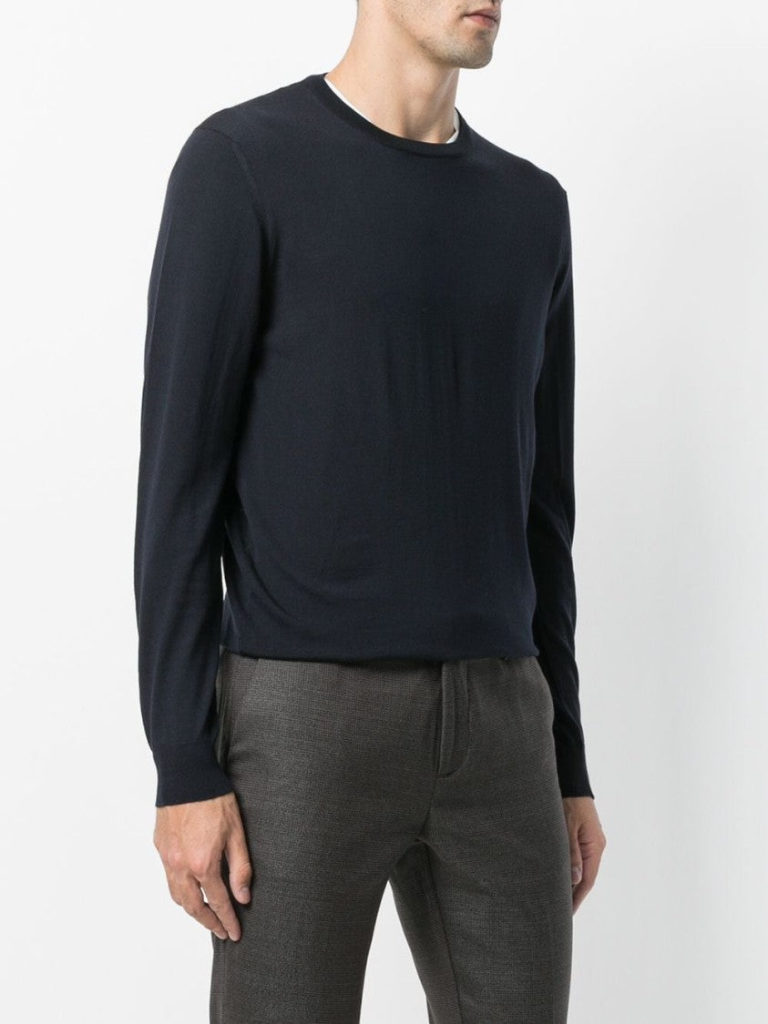 Drumohr Classic Fine-Knit Crew Neck Wool Sweater