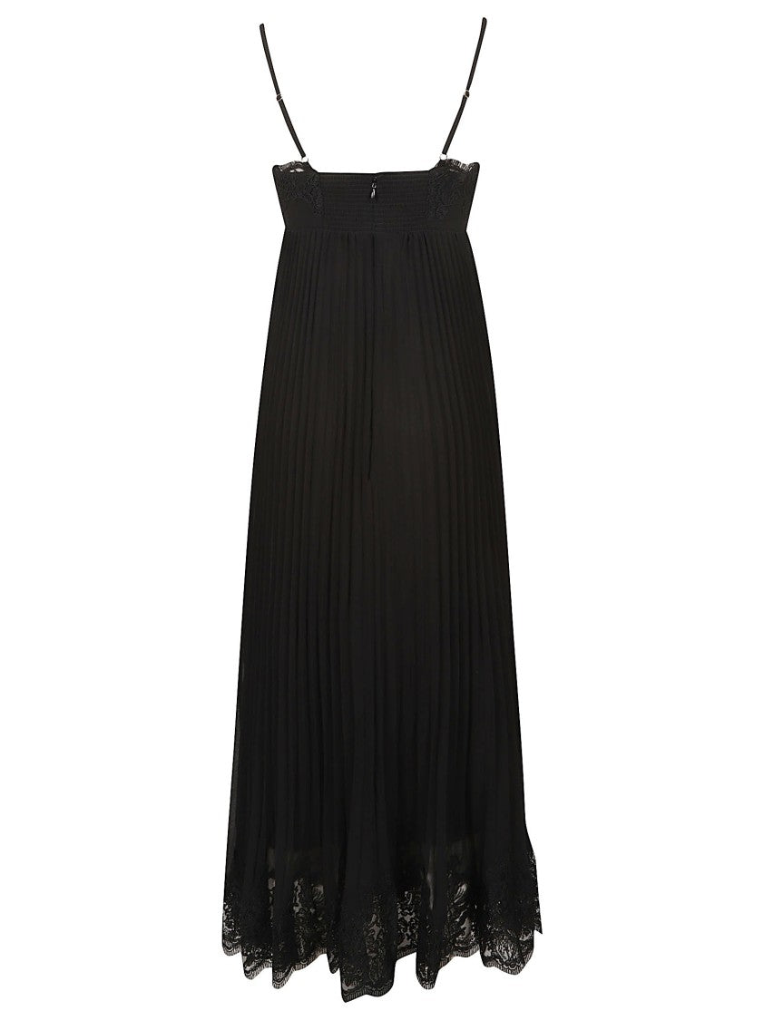 Zimmermann Flowing Pleated Midi Dress With Lace Trim