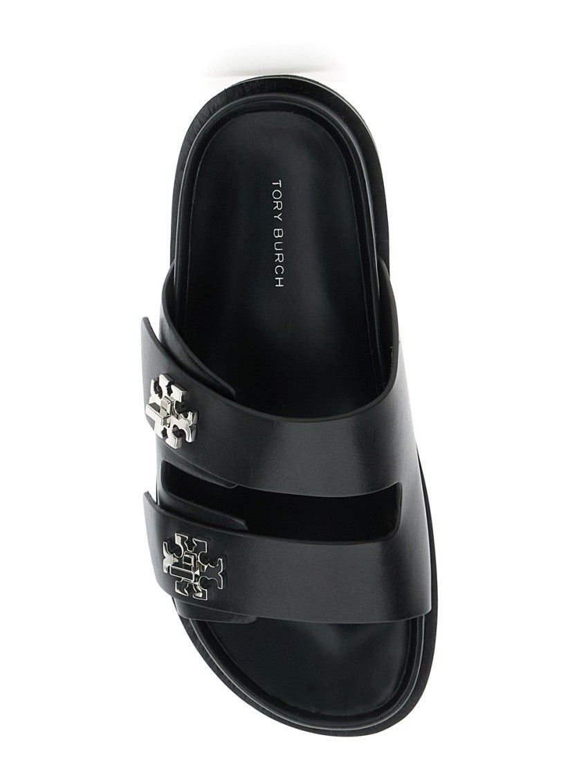 Tory Burch T Lock Slide Sandals With Logo Embellishment