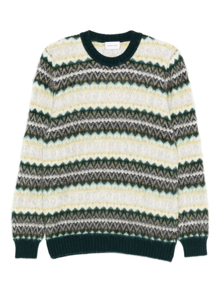 Scaglione Textured Knit Sweater With Horizontal Zigzag Pattern