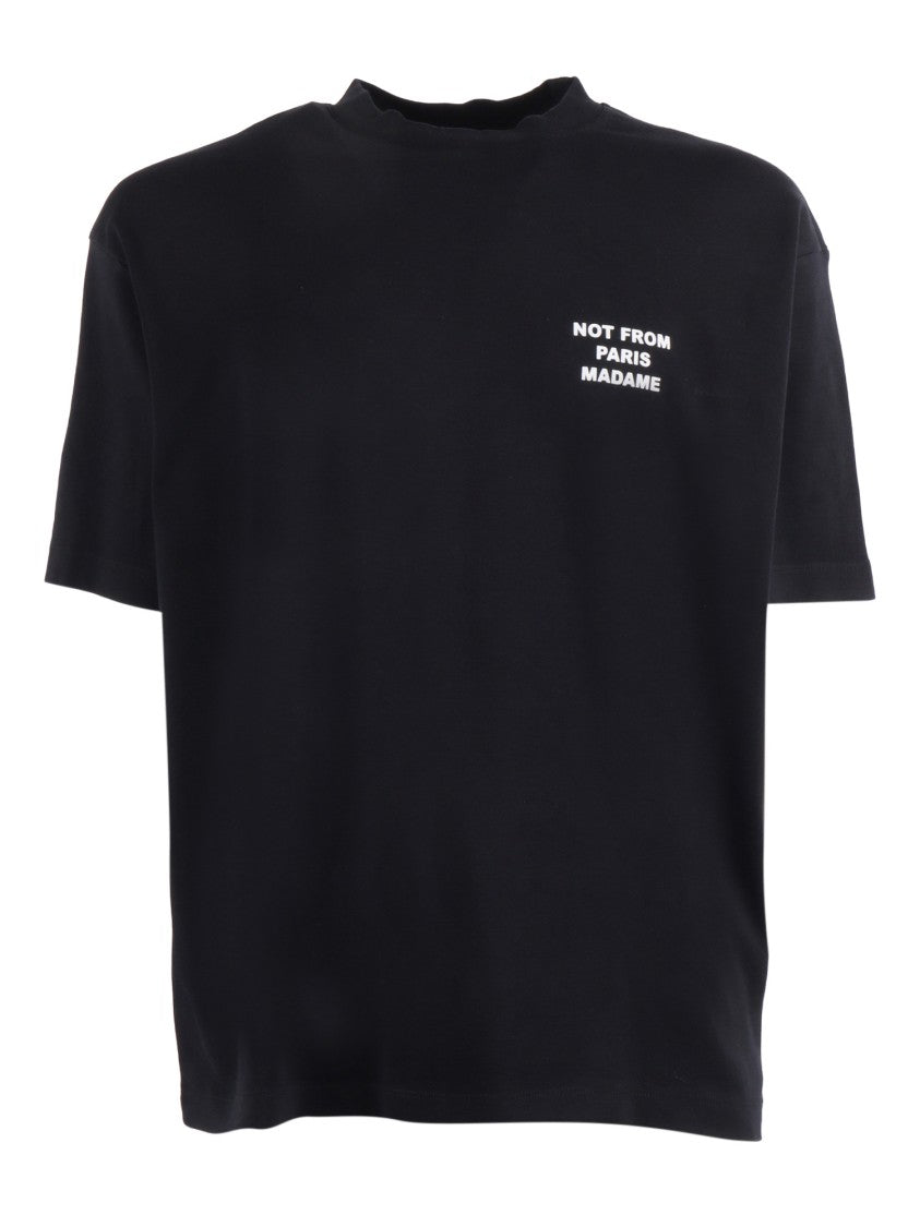 Drôle De Monsieur Black Slogan Relaxed T-Shirt