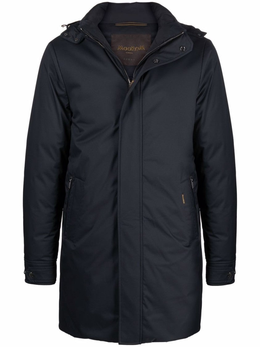Moorer Navy-Blue Down-Feather Parka With Classic Hood