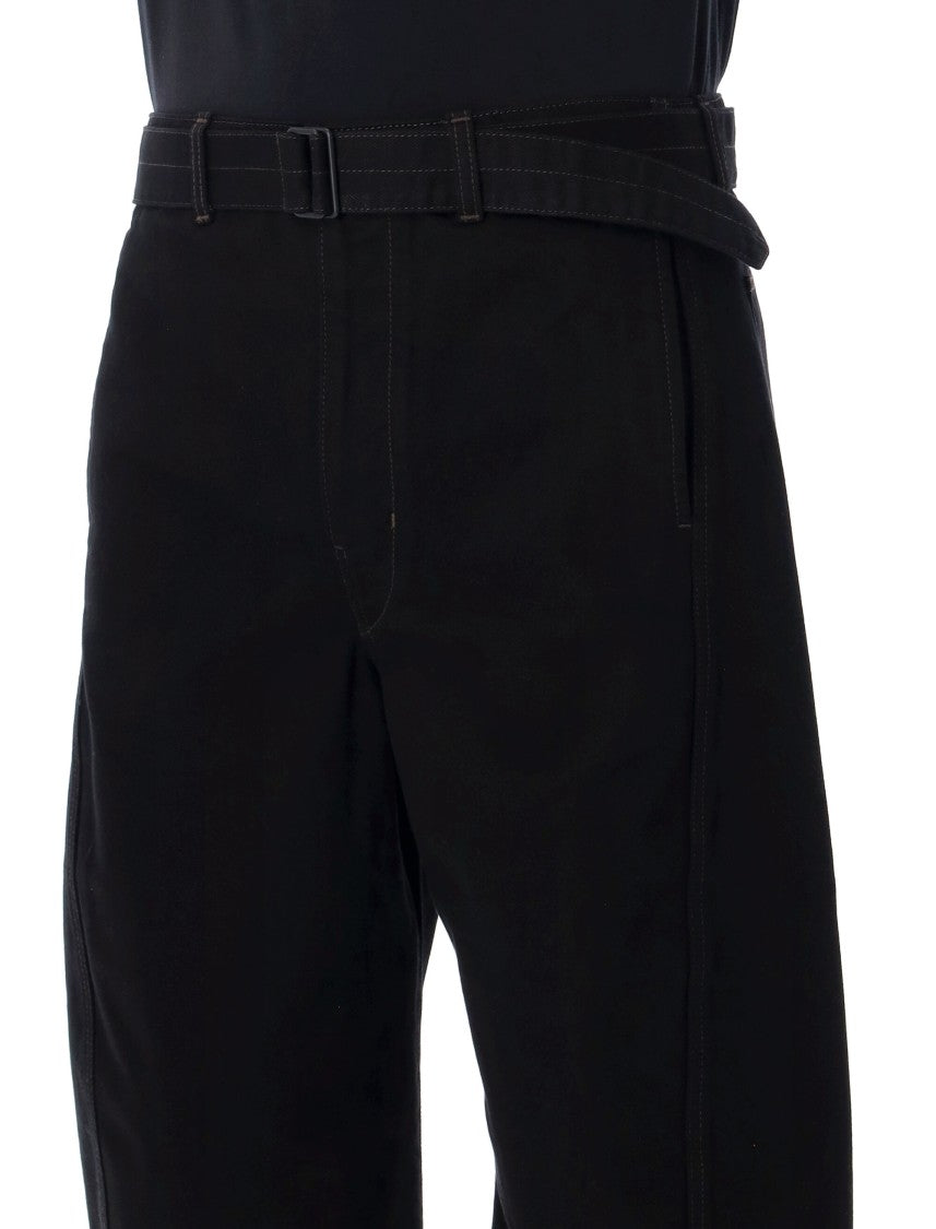 Lemaire Wide-Leg Twisted Design Pants With Matching Belt