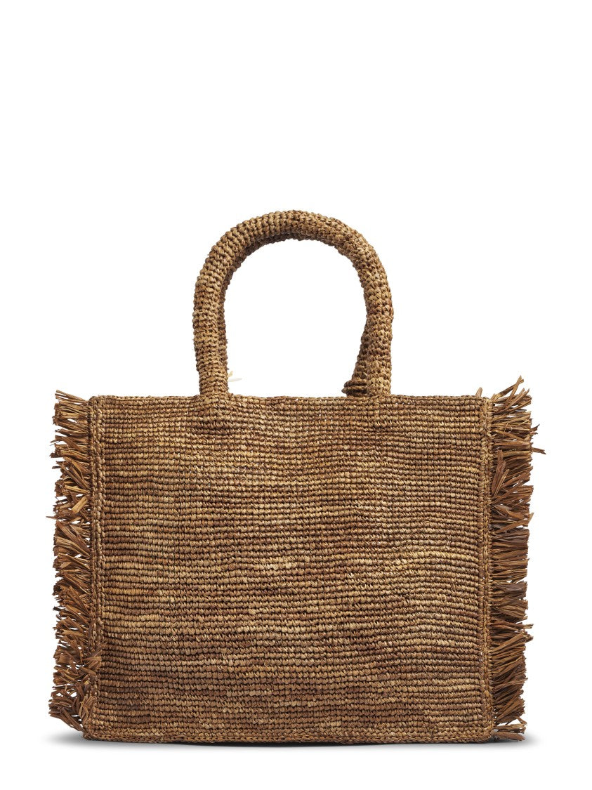 Mc2 Saint Barth Fringed Raffia Handbag With Decorative Tassel