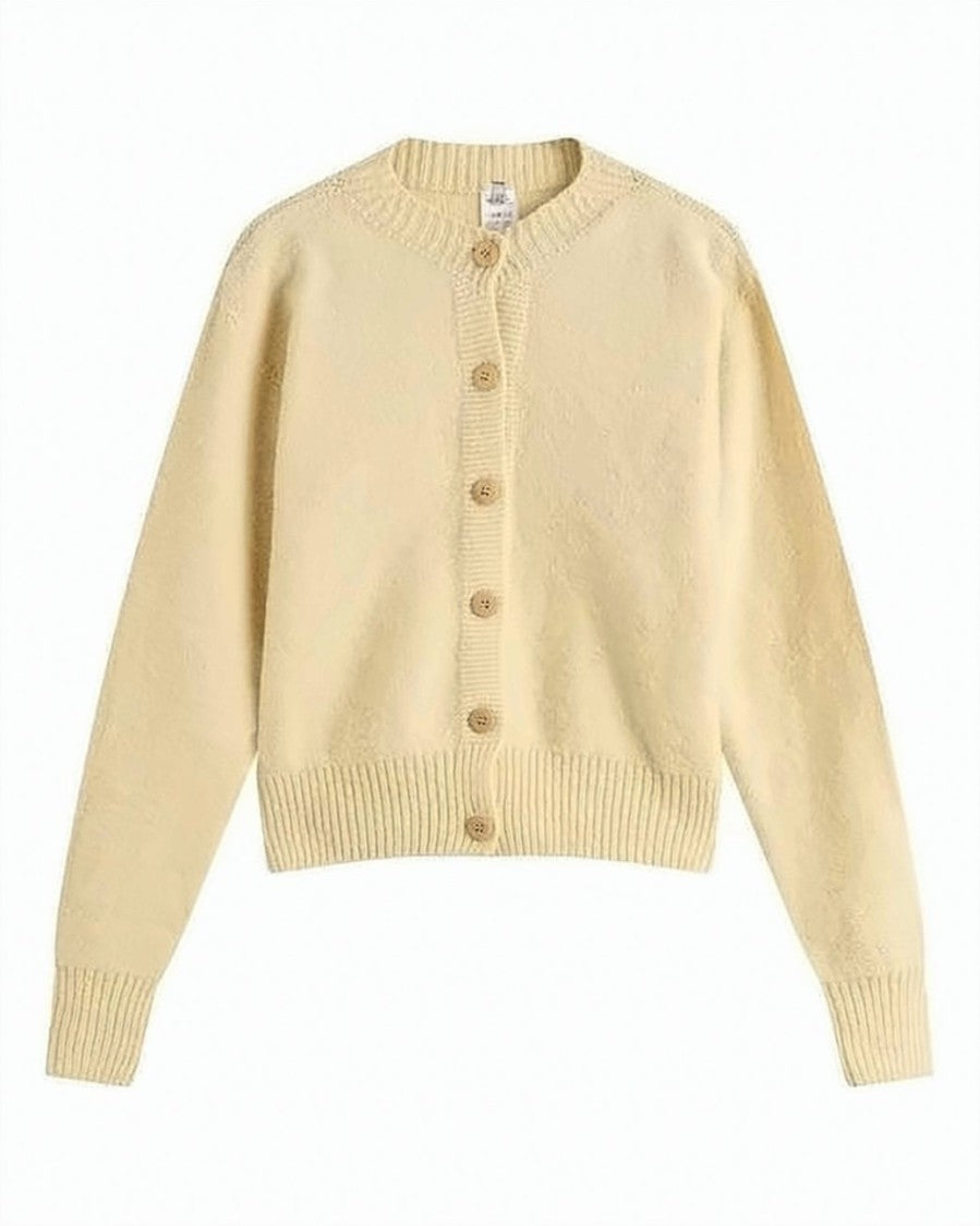 Baserange Merino Wool Cardigan With Round Neckline